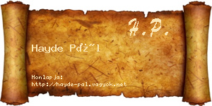 Hayde Pál névjegykártya
